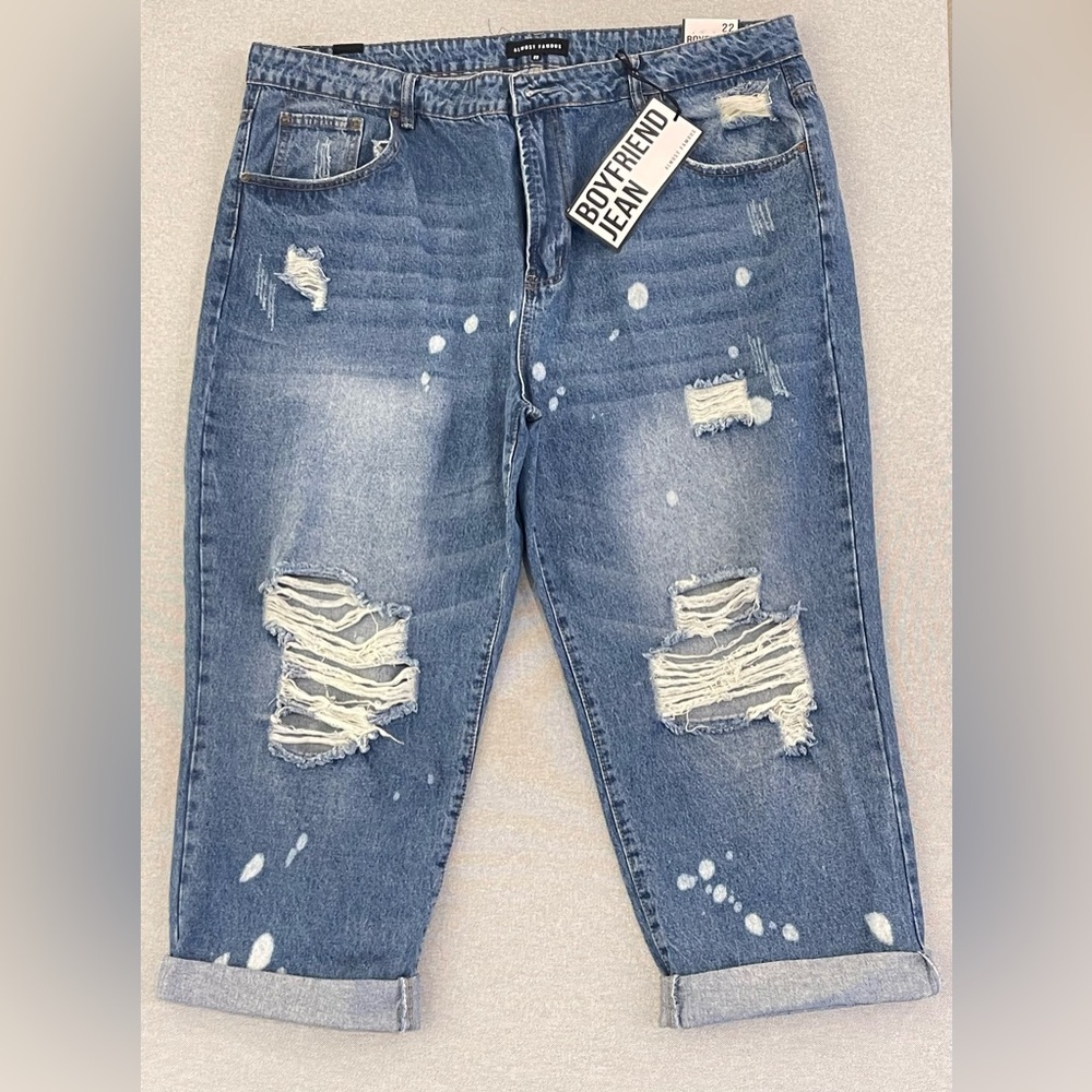 Almost Famous Distressed Boyfriend Jeans High Rise Baggy Fit‎ Size 22